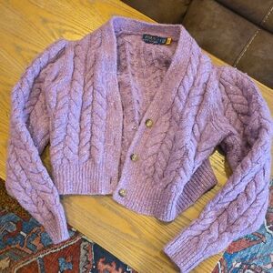 Polo by Ralph Lauren Women's Lavender Cable Knit Cardigan